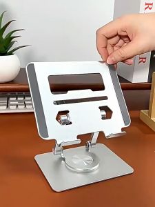 N03 Aluminum Alloy Mini Tablet Phone Stand Desktop 360° Rotating Folding Lifting Pad Spray Paint Heat Dissipation Base