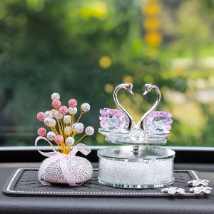 Solar Powered Crystal Swan Car Air ener Female Driver Car Interior Decoration Sunflower Shaped Car Ornaments Aromatherapy