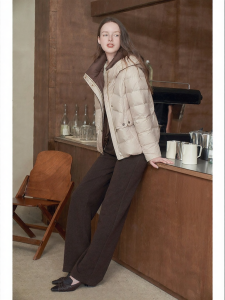 Color Block Short Hooded Down Jacket