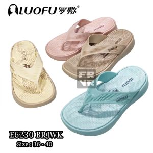 Sendal Luofu Jepit Wanita Soft Sole Terbaru 2024 Sendal Santai Wanita E6230 BRJWK Pastel Color
