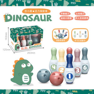 Mainan Anak bowling dinosaur Set Pin Bowling gambar Dinosaurus