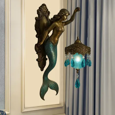 nchanted Mermaid Wall Lamp - Vintage Base Design for Themed Bedrooms Restaurants and Hotel Ambiance Decor