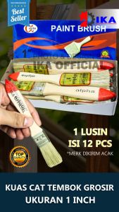 kuas cat 1 inchi 1Lusin kuas gagang kayu gagang pvc acak merk 1 inchi harga 1box 12pcs harga grosir non ecer termurah kualitas bagus serbaguna
