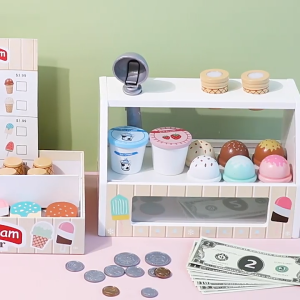 Ice Cream Bar Counter Wooden Toys Children Preschool Kids Play Birthday Gift Toy Gift Idea