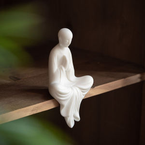 Chinese White Porcelain Buddha Character Decoration Home Living Room Desktop Ceramic Monk Monk Crafts Zen Decoration