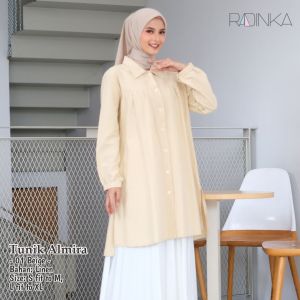 TUNIK DEWASA LD 102 LD 108 BLOUSE KEMEJA TUNIK DEWASA ATASAN FULL KANCING PLAIN SIMPEL POLOS CASUAL CANTIK WARNA BEIGE ALMIRA BY RADINKA CUTETRIK