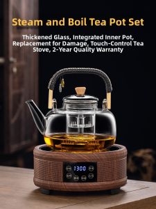 YJE Integrated Glass Tea Set for Brewing White Tea Steaming And Cooking Tea at Home Handmade Thickened Ceramic Tea Pot