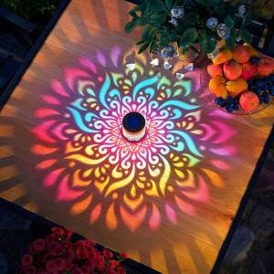 1/2Pcs Color Changing Solar Mandala Wall Lamp Retro Hollow LED Fence Light Outdoor Garden Yard Stair Patio Decor Lighting