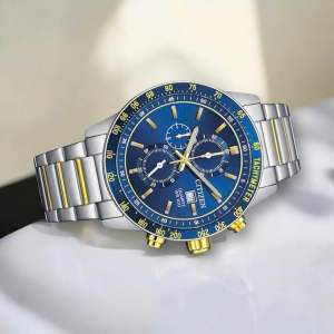 ĐỒNG HỒ NAM CHÍNH HÃNG Citizen AN3684-59L Quartz Blue Dial Chronograph Demi Gold Stainless Steel For Men
