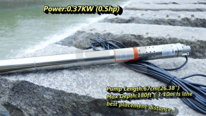 2inch Submersible Deep Well Pump 1HP 220V 60Hz Deep Well Water Bore Pump 213ft 8GPM 100% Copper Wire