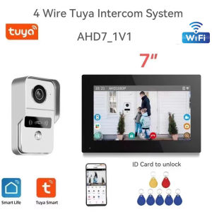 Support Tuya App 4 Wire Digital Video Intercom System 7 / 10.1 Inch Wireless WIFI Monitor 1080P Doorphone Camera Video Doorbell
