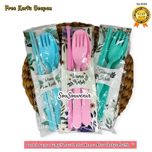 ISI 50 PCS SOUVENIR TRAVEL SET SENDOK- GARPU- SUMPIT KEMAS ALAS KERTAS MODEL BARU