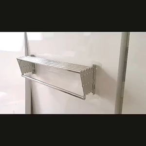 [OKLIFE. ]SUS304 Stainless Steel Bathroom Wall Mounted Retractable Towel Rack Hanger Wall Mount Clothes Drying Rack Towel Rack