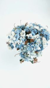Hortensia Mini Cabang 5 Bunga Hydrangea Tanaman Artficial Silk Flower Hiasan Bucket Ruang Tamu Cafe Hotel Home Decor Pelaminan Pernikahan Import Murah Artifisial Premium Berkualitas