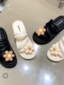 Sandal Jelly Flower Bear Sendal Jalan-jalan Korea Wanita Comfy Lucu