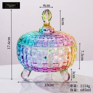 European Style Glass Candy Jar with Lid Fruit Snack Storage Container for Living Room Home Decorative Utensils Storage Canister