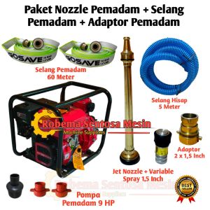 Paket Jet Nozzle Sprayer Pemadam Kebakaran 15 Inch + Selang 60 Meter