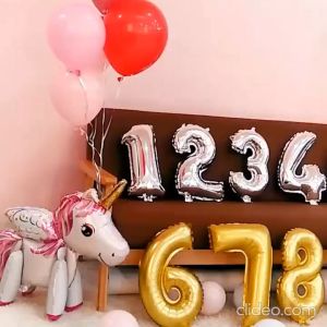 Balon Foil Angka Warna Silver Gold Pink Biru Ukuran 40cm 16 Inch Party Balloon