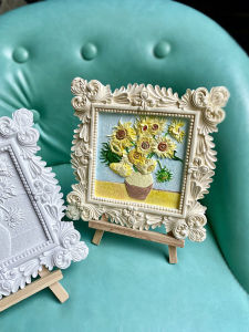 Digital Oil Painting DIY Plaster White Body Filling Table Decoration Hand Painted Color Sunflower Relief Painting Group Building Activity