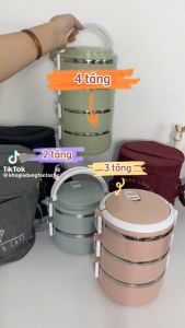 Rẻ Vô Đối- Cặp lồng lúa mạch 4 tầng giữ nhiệt- bên trong là inox 304 và vỏ bọc bên ngoài nhựa Pp Chống chịu qua đập cực tốt.
