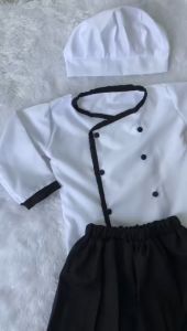 Baju Chef Koki Anak Perempuan / Koki Cilik / Set Baju Koki Photoshoot Newborn