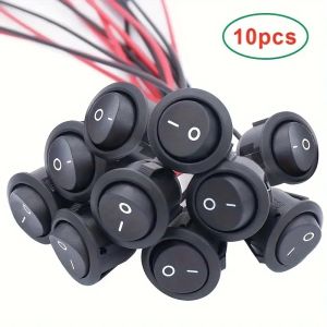 2/5/10-Pack Mini Round Rocker Switch 20 mm Spst Open/Off 12V Dc Power Supply - Easy to Install Durable Nylon and Brass Terminal Including # 187 Wires