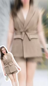 TW21860 Set #สาวอวบ 2 ชิ้น เสื้อแขนกุด + กางเกงขาสั้น ..