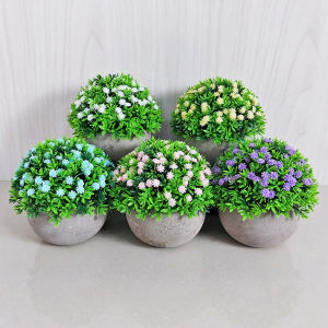 Tanaman Hias Bunga Plastik Sepaket Pot Rumput Soka Ornamen Artificial Dekorasi Ruangan COD PBP124