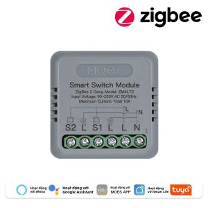 Mô-đun Công Tắc Thông Minh Mini MOES Zigbee/WiFi 1-4 Gang Tự Lắp Đặt Tương Thích Với Google Home Alexa Tuya Điều Khiển Bằng Giọng Nói Hẹn Giờ Cho Nhà Thông Minh