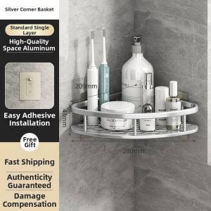 Non-drilling Triangular Bathroom Storage Rack