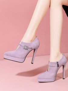 รองเท้าส้นสูงหัวแหลมแบบสวมหัวลึกสำหรับผู้หญิง รองเท้าแฟชั่นฤดูร้อน 2024 รองเท้าส้นสูงแบบสวมหัวแหลมแบบสวมหัวลึกแบบสวมหัวลึก