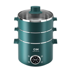 German CIH Electric Steamer Household Multi-Functional Three-Layer Large Capacity Automatic Power-off Steamer 304 Stainless Steel Thickened