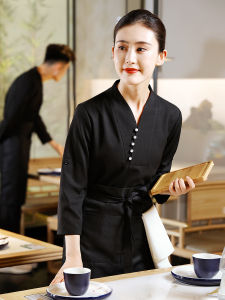 New Chinese Style Long Sleeve Service Uniforms for Women Restaurant Hotel Restaurant Hot Pot Restaurant Autumn Winter Fashion
