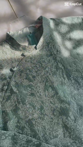 Áo dài cách tân Nam - chất liệu tafta vân gỗ hoạ tiết xẻ tà cách điệu màu xanh ngọc - Áo dài Thiết Kế Linh Sơn