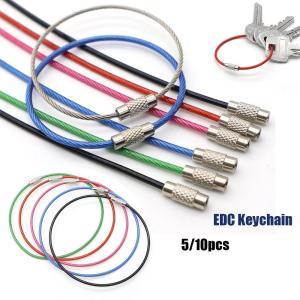 FUDESHE 5/10Pcs คุณภาพสูง เครื่องมือกลางแจ้ง โซ่ล็อคกุญแจ คาราไบเนอร์สแตนเลส ที่ใส่กุญแจ พวงกุญแจลวด พวงกุญแจ EDC