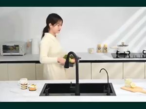 [60*45cm] Kitchen Nano Sink Single Sink 304 Stainless Steel Black Sink 3 hole design with Hot/Cold MixerTap