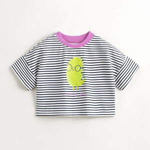 Marc&Janie | Hand-Painted Doodle Stripes Short Sleeve T-Shirt