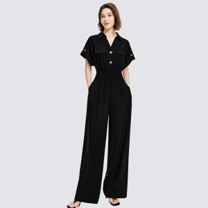 MeetMetro Fashionable Commute One-Piece Suit Womens High Waist Casual Jumpsuit Elegant Waist-Cinching Long Pants Polyester Fiber