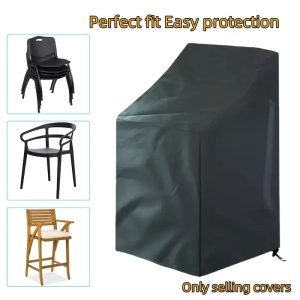 Outdoor Garden Patio Stackable Chair Dust Cover Storage Bag Dustproof Waterproof UV Protective Furniture Cover