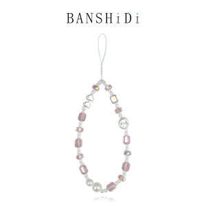Bansidi DIY Original Crystal Mobile Phone Lanyard round Bead Waterdrop Colored Electroplating Natural Pearl Shell Material