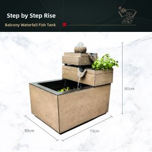 Hanyun Tang Balcony Waterfall Ornament Terrace Top Floor Decorative Water Pool Recirculating Water Floor Standing Landscape Decor Fish Pond