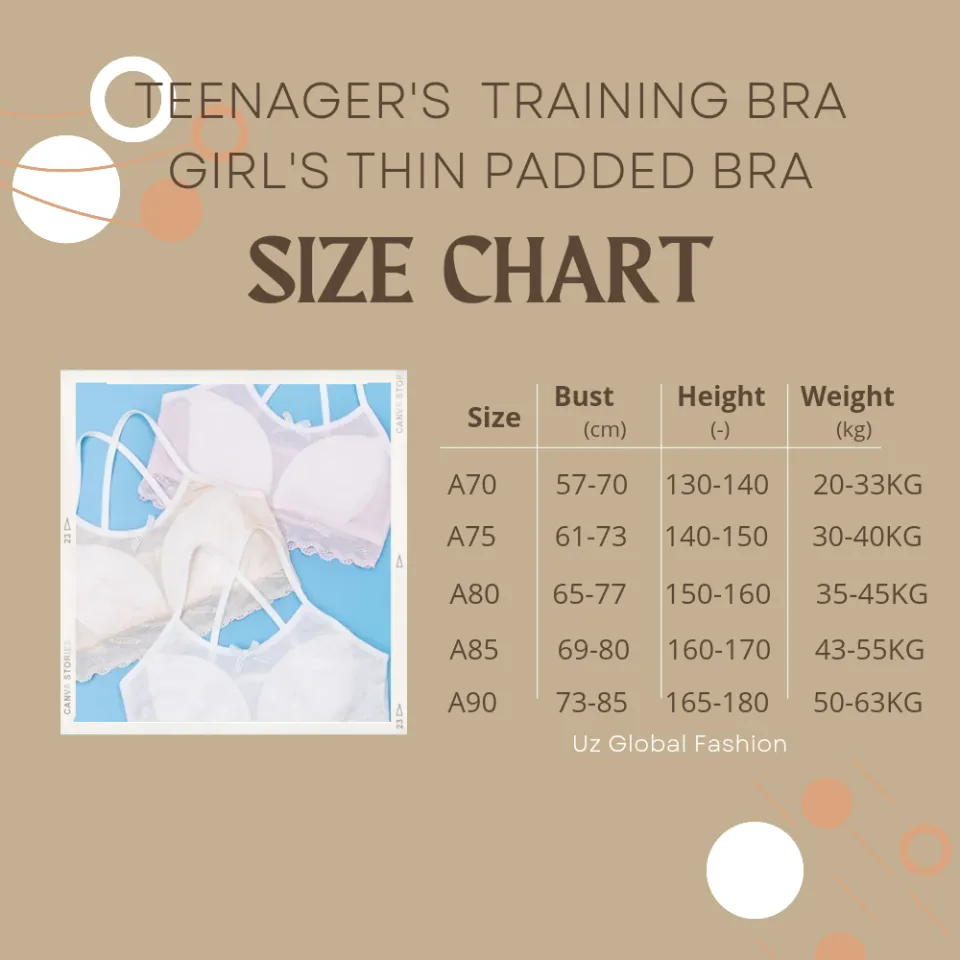 READY STOCK） 3Pcs Teenager Cotton Bra Girls Training Bra