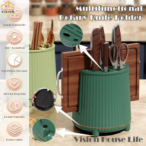 Vision Kitchen Rotatable Shelf Chopping Board Storage Rack Multifunctional Rotating Chopsticks Barrel Tableware Storage Shelf