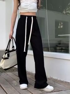 Quần Nhung suông ống rộng dây rút lưng cao tôn dáng phối dây rút -MAS-106B