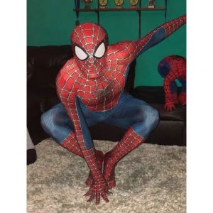 Realistic Spiderman Suit Adult High-End Battle Costume Cosplay Childrens Comic Show Cosplay Leather Jacket Performance Clothes