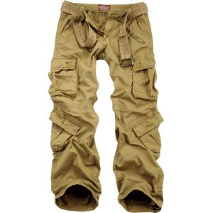 YUANZOU | Heavy Duty Khaki Casual Loose Straight Multi-Pocket Cargo Pants