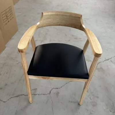 Modern Minimalist Armrest Dining Chair Solid Wood