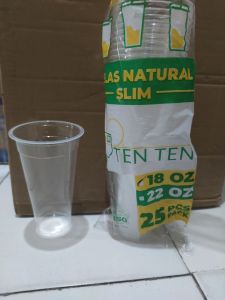 Ten Ten Gelas Natural Slim 18oz / Gelas Datar 18oz slim isi 25 Pcs - Paket 25 Pcs Kapasitas 18 OZ