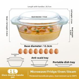bambaby | High Clarity Heat Resistant Glass Bowl with Lid Microwave Safe