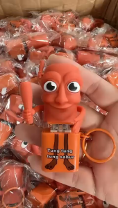 Tung Tung Tung Sahur With Sound Sahur Keychain For Bag Wooden Stick Man Toy